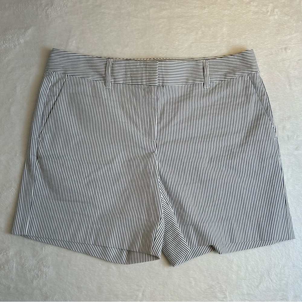 Ann Taylor Factory Blue and White Chino‎ Shorts 6" Inseam Size 8